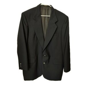 Oscar de la Renta Navy Wool Blazer 44L Classic 2 Button Luxury, Tall